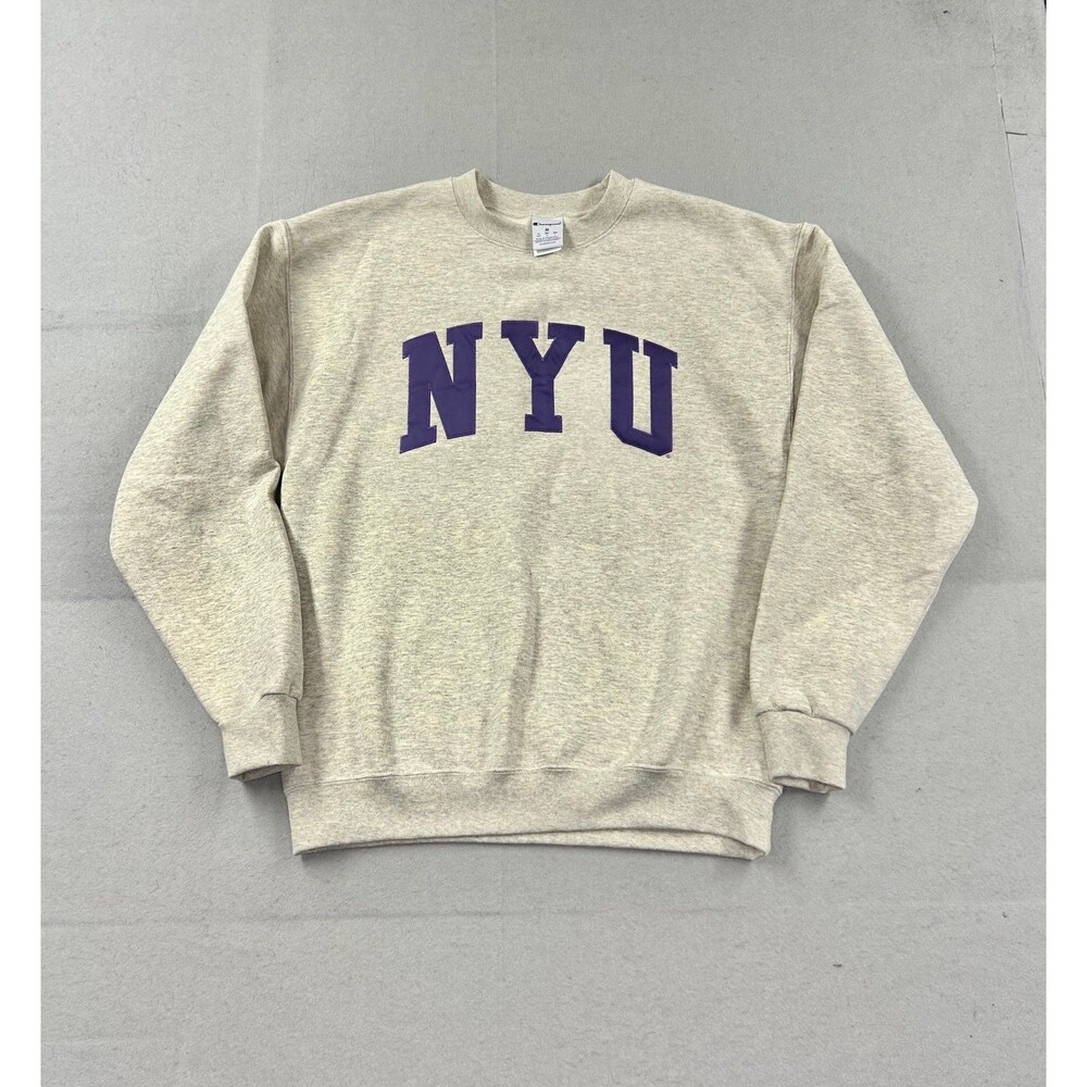 NYU Violets Sweatshirt Mens Medium Gray NCAA College Champion